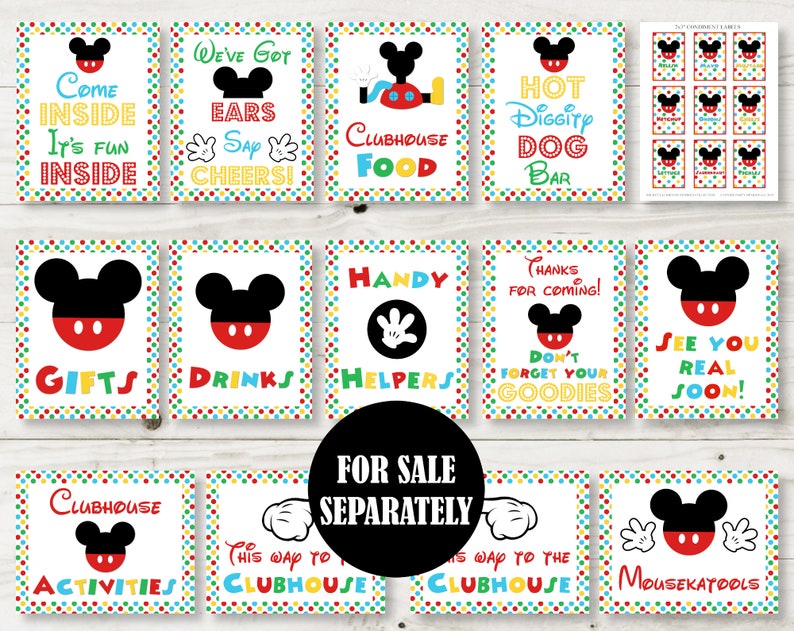INSTANT DOWNLOAD Mouse Clubhouse 8x10 Party Sign Package / Free Condiment Labels / Clubhouse Collection / Item 1625 image 4