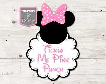 INSTANT DOWNLOAD Printable Light Pink Mouse 5x7 and 8x10 Tickle Me Pink Punch Sign / Light Pink Mouse Package / Item #1852