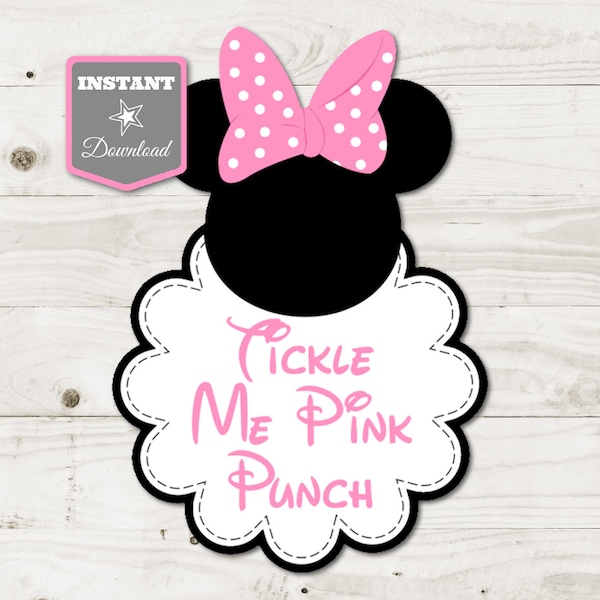 INSTANT DOWNLOAD Printable Light Pink Mouse 5x7 and 8x10 Tickle Me Pink Punch Sign / Light Pink Mouse Package / Item #1852