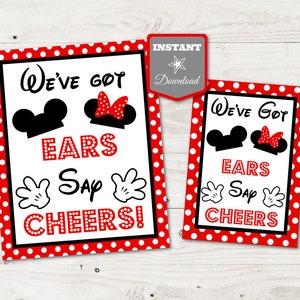 INSTANT DOWNLOAD Girl and Boy Mouse Printable 5x7 and 8x10 We&#39;ve Got Ears, Say Cheers Party Sign / G&B Mouse Collection / Item #2127