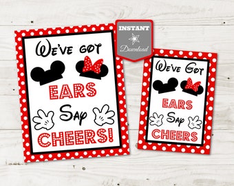 INSTANT DOWNLOAD Girl and Boy Mouse Printable 5x7 and 8x10 We&#39;ve Got Ears, Say Cheers Party Sign / G&B Mouse Collection / Item #2127