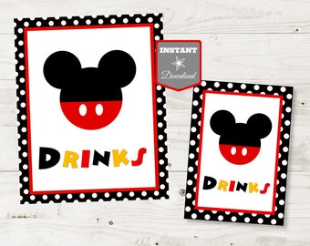 INSTANT DOWNLOAD Printable Mouse 5x7 and 8x10 Drinks Party Sign / Food Table / Classic Mouse Collection / Item #1571