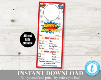 INSTANT DOWNLOAD Editable 8.5x11 Superhero Teacher Appreciation Week VIP Room Service Door Hanger / Pto Pta School / Item #814