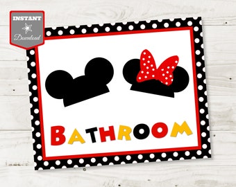 INSTANT DOWNLOAD Printable Classic Mouse 8x10 Bathroom Sign / Mouse Classic Collection / Item #3311