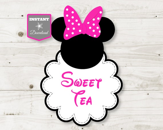 INSTANT DOWNLOAD Printable Hot Pink Mouse 10" Sweet Tea Drink Dispenser Sign / Hot Pink Mouse Package Il_570xn