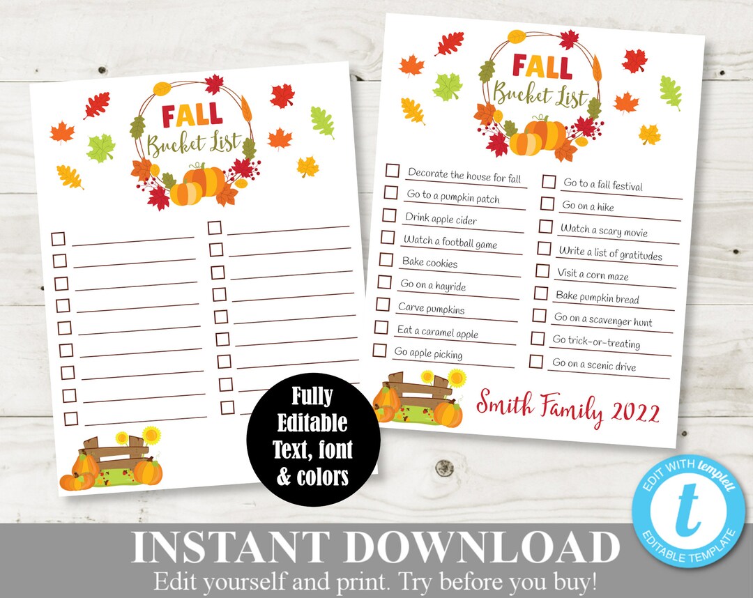 INSTANT DOWNLOAD Printable 8.5x11 Fall Family - Etsy