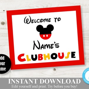 INSTANT DOWNLOAD Editable Mouse 8x10 Welcome Sign / You Type Name / Printable DIY / Mouse Classic Collection / Item #1513