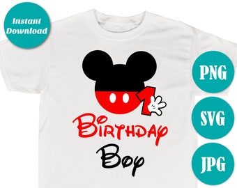 INSTANT DOWNLOAD Digital Classic Mouse Birthday Boy 1 Image / SVG / Png / Printable Iron On Jpg / T-shirt / Shirt / Item #2344