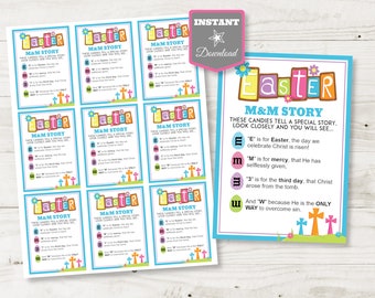 INSTANT DOWNLOAD M&M Candy Easter Story 3.5x2.5 Cards / Jesus Christ / Church / Easter Poem / Easter Collection / Item #4219