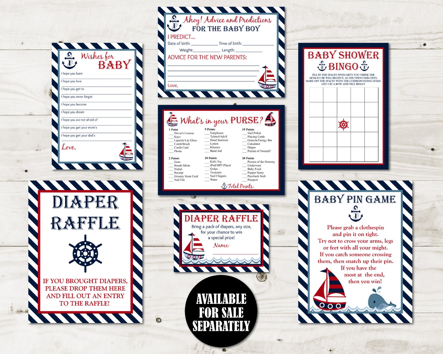 INSTANT DOWNLOAD Printable Nautical Boy Baby Shower Package / | Etsy
