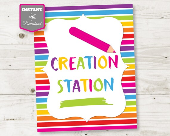 INSTANT DOWNLOAD Printable Art 8x10 Creation Station Party Sign ...