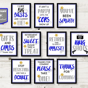 INSTANT DOWNLOAD Black and Blue Sheriff 5x7 & 8x10 Retirement Party Sign Package / Police Collection / Item #4312