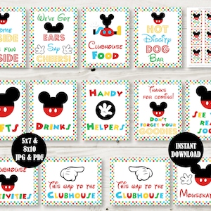 INSTANT DOWNLOAD Mouse Clubhouse 5x7 and 8x10 Large Sign Birthday Party Package / 12 Signs & Condiment /  Clubhouse Collection / Item #1683