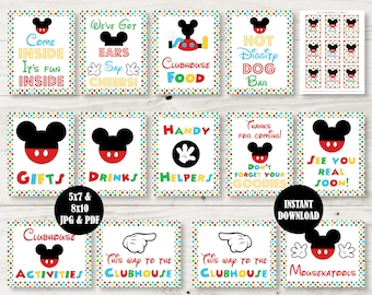INSTANT DOWNLOAD Mouse Clubhouse 5x7 and 8x10 Large Sign Birthday Party Package / 12 Signs & Condiment /  Clubhouse Collection / Item #1683
