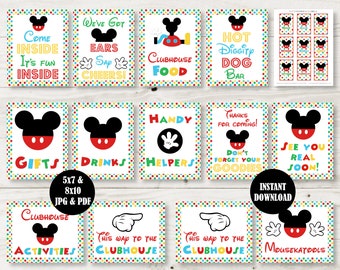 INSTANT DOWNLOAD Mouse Clubhouse 5x7 and 8x10 Large Sign Birthday Party Package / 12 Signs & Condiment /  Clubhouse Collection / Item #1683