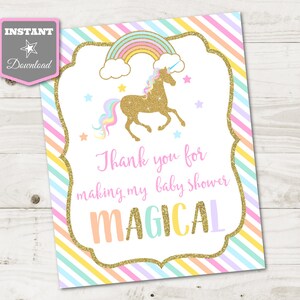 INSTANT DOWNLOAD Unicorn Baby Shower Printable 8x10 Thanks for Making ...