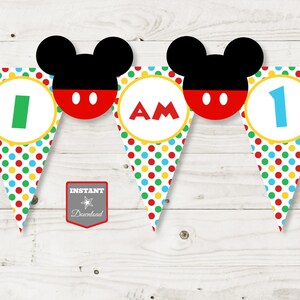 INSTANT DOWNLOAD Mouse Clubhouse Printable I am One Highchair Party Banner / First 1st Birthday / Clubhouse Collection / Item #1633