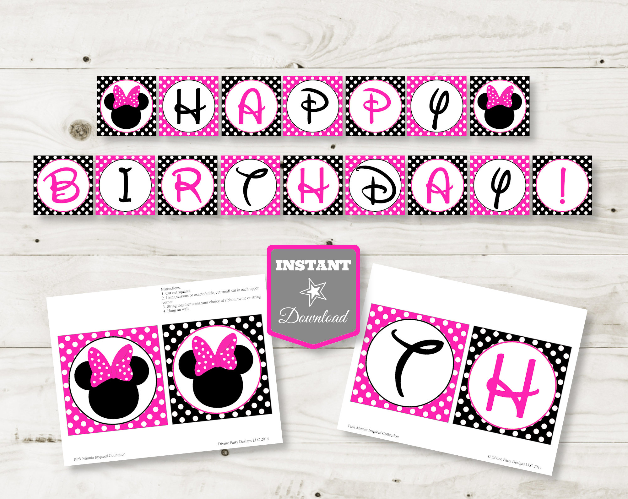Minnie Mouse Happy Birthday Banner Printable