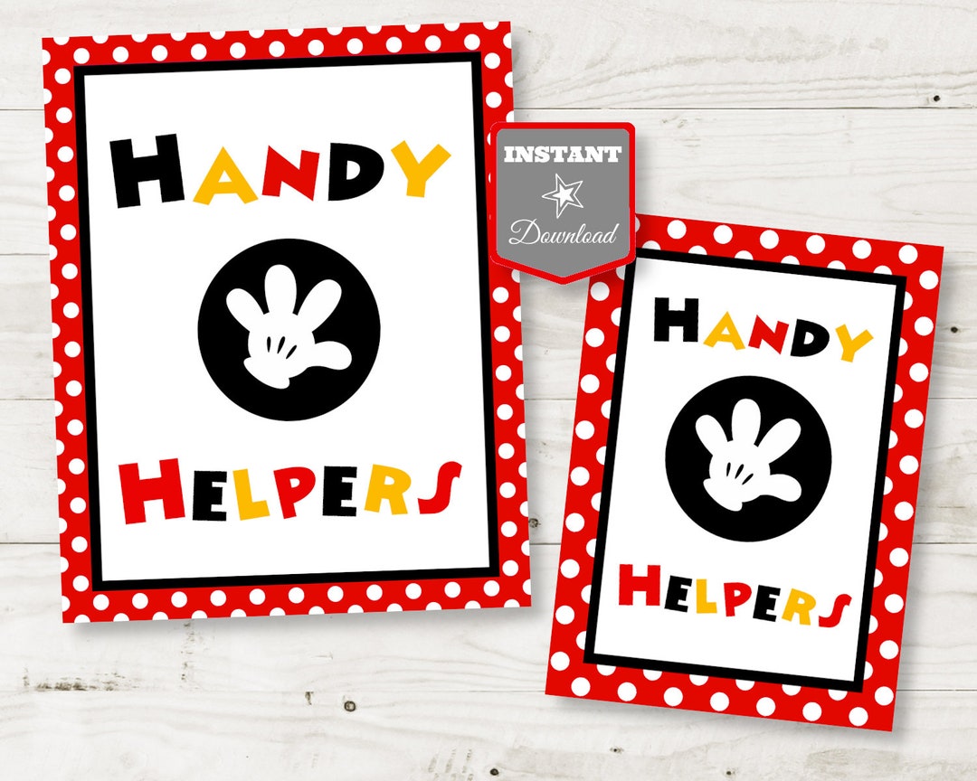 INSTANT DOWNLOAD Printable Mouse 5x7 or 8x10 Handy Helpers Party Sign ...