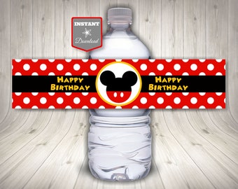 INSTANT DOWNLOAD Printable Classic Mouse Happy Birthday Water Bottle Labels / Wrappers / Classic Mouse Collection / Item #1598