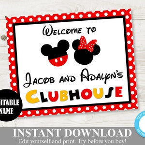 INSTANT DOWNLOAD Editable Boy and Girl Mouse Printable 8"x10" Welcome Sign / You Type Name / G&B Collection / Item #2158