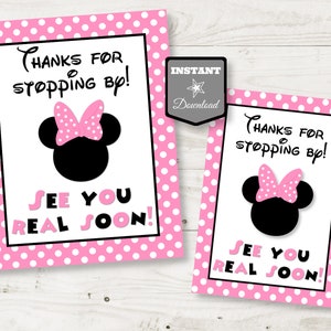 INSTANT DOWNLOAD Light Pink Mouse Printable 5x7 and 8x10 Thanks for Stopping By Party Sign/ Light Pink Mouse Collection / Item #1806