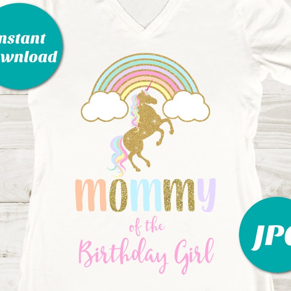INSTANT DOWNLOAD Printable Unicorn Mommy of the Birthday Girl Iron On Transfer / Print at Home / Unicorn Collection /  Item #3549