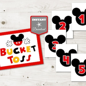 INSTANT DOWNLOAD Classic Mouse Bucket Toss Sign and Bucket Lables/ Birthday Party Game/ Classic Mouse Collection / Item #3323