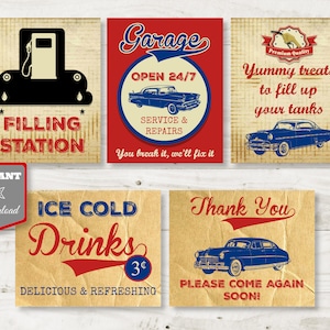 INSTANT DOWNLOAD Vintage Car Birthday Party Sign Package / Printable 8x10 / Vintage Car Collection / Item #1401