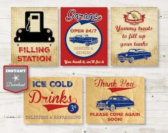 INSTANT DOWNLOAD Vintage Car Birthday Party Sign Package / Printable 8x10 / Vintage Car Collection / Item #1401
