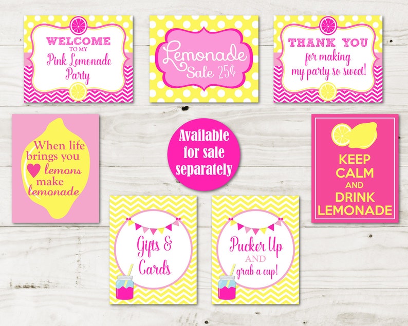 INSTANT DOWNLOAD Pink Lemonade Editable Water Bottle Labels / Birthday Baby Shower / Bright Pink Lemonade Collection / Item 402 image 5