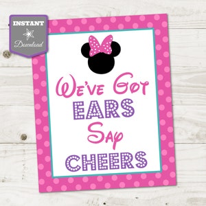 INSTANT DOWNLOAD Mouse Bowtique Printable 8x10 We&#39;ve Got Ears Say Cheers Party Sign / Mouse Bowtique Collection / Item #2212