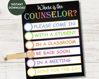 Printable 8.5"x11" Where is the Counselor Door Sign, Classroom Sign, Classroom Management, Back to School, Instant Download, Item #823