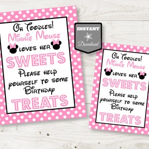 INSTANT DOWNLOAD Light Pink Mouse 5x7 and  8x10 Birthday Sweets and Treats Printable Party Sign / Light Pink Mouse Collection / Item #1839