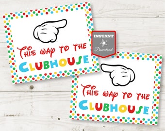 INSTANT DOWNLOAD Printable Mouse Clubhouse 8x10 This Way to the Clubhouse Party Sign / Left & Right Hand / Clubhouse Collection / Item #1616