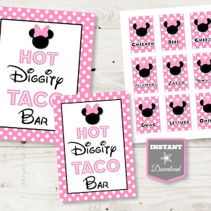 SOFORTIGER DOWNLOAD Light Pink Mouse 5x7 & 8x10 Hot Diggity Taco Bar Schild / Condiment Labels / Light Pink Mouse Collection / Artikel# 1832