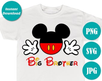 INSTANT DOWNLOAD Classic Mouse Big Brother Image / SVG / Png / Printable Iron On / Diy T-shirt Shirt / Family / Trip / Item #2335