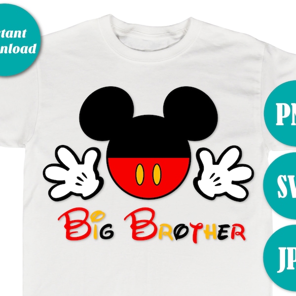 INSTANT DOWNLOAD Classic Mouse Big Brother Image / SVG / Png / Printable Iron On / Diy T-shirt Shirt / Family / Trip / Item #2335