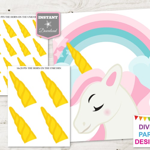 instant download unicorn printable 16x20 pin the horn on the etsy hong kong