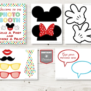 INSTANT DOWNLOAD Mouse Clubhouse Printable Photo Booth Props and Party Sign / Editable Text Bubble / Clubhouse Collection / Item 1632 image 1