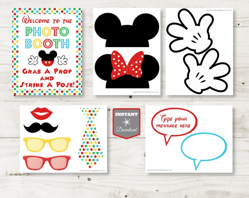 INSTANT DOWNLOAD Mouse Clubhouse Printable Photo Booth Props and Party Sign / Editable Text Bubble / Clubhouse Collection / Item 1632 image 1