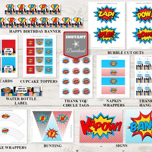 INSTANT DOWNLOAD Superhero Birthday Party Package / Printable DIY / Super Hero / Superheroes Collection / Item #500