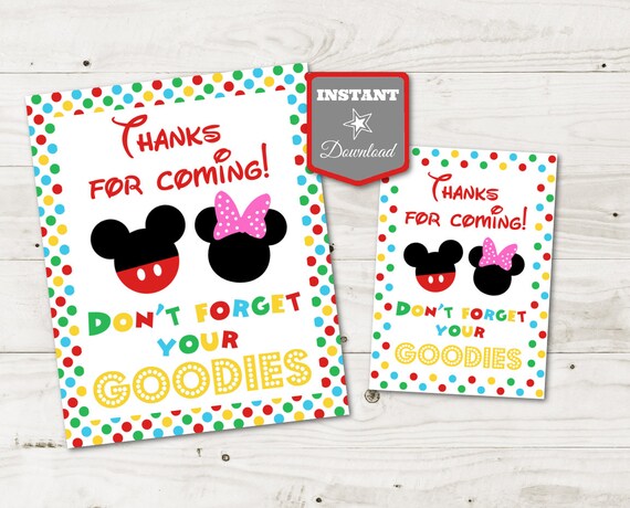 INSTANT DOWNLOAD Printable Clubhouse 5x7 and 8x10 Goodies Sign / Girl & Boy Mouse Clubhouse Collection / Item #4151 Il_570xn
