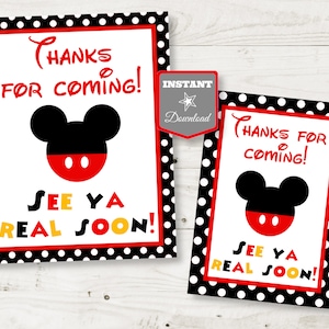 INSTANT DOWNLOAD Printable Mouse 5x7 and 8x10 Thanks for Coming See Ya Real Soon Sign / Mouse Classic Collection / Item #1593