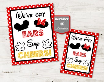 INSTANT DOWNLOAD Girl and Boy Mouse Printable 5x7 and 8x10 We've Got Ears, Say Cheers Party Sign / Girl & Boy Mouse Collection / Item #2103
