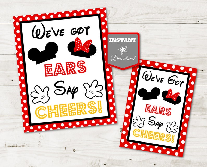 INSTANT DOWNLOAD Girl and Boy Mouse Printable 5x7 and 8x10 We've Got Ears, Say Cheers Party Sign / Girl & Boy Mouse Collection / Item 2103 image 1