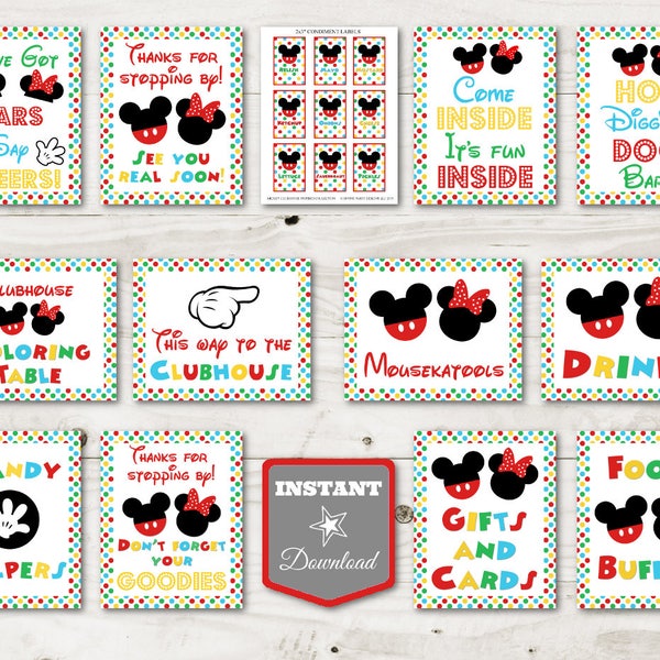 INSTANT DOWNLOAD Printable Girl and Boy Mouse Clubhouse Large 8x10 Sign Package / 12 Signs & Labels / Clubhouse Collection / Item #4108