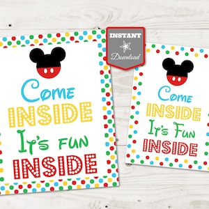INSTANT DOWNLOAD Printable Mouse Clubhouse 5x7 and 8x10 Come Inside, It&#39;s Fun Inside Party Sign / Clubhouse Collection / Item #1618