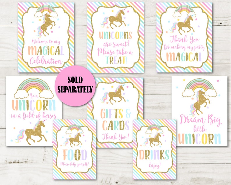 INSTANT DOWNLOAD Unicorn Printable 5x7 and 8x10 Be a Unicorn in a Field of Horses Party Sign / Glitter Unicorn Collection / Item 3510 image 3