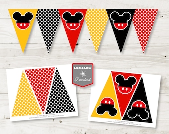 INSTANT DOWNLOAD Printable Mouse Bunting Banner / Classic Mouse Collection / Item #3300